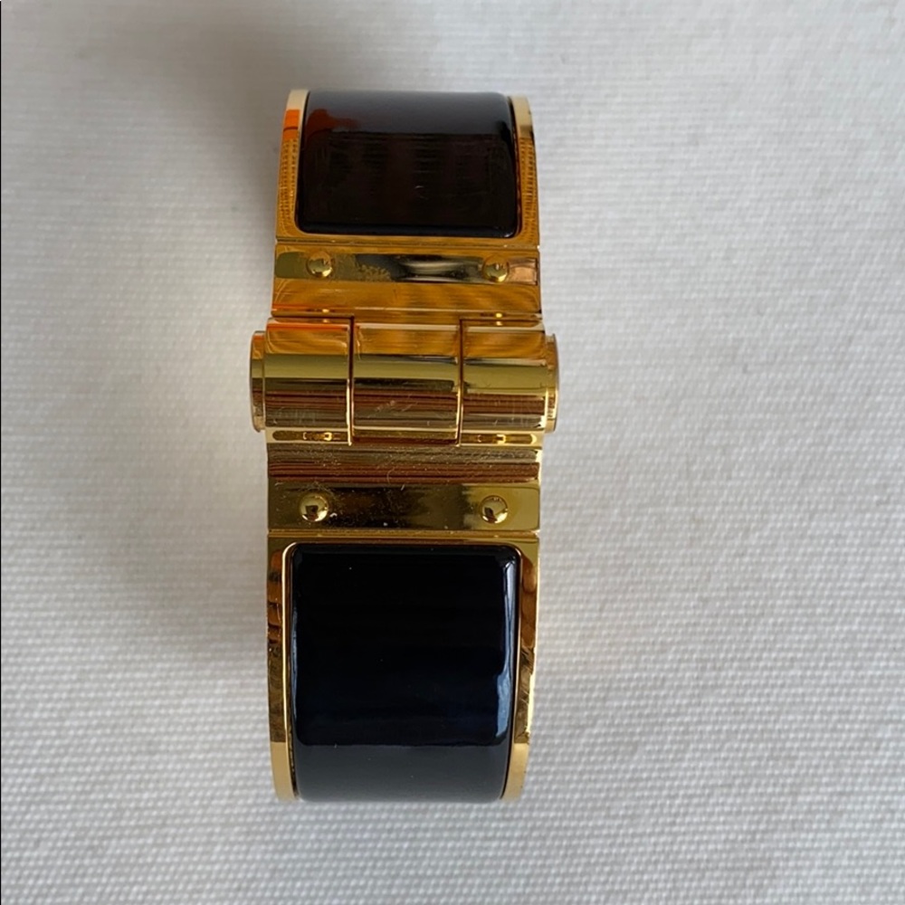 Hermes Enamel Hinged Black & Gold Bracelet - Picture 2 of 4